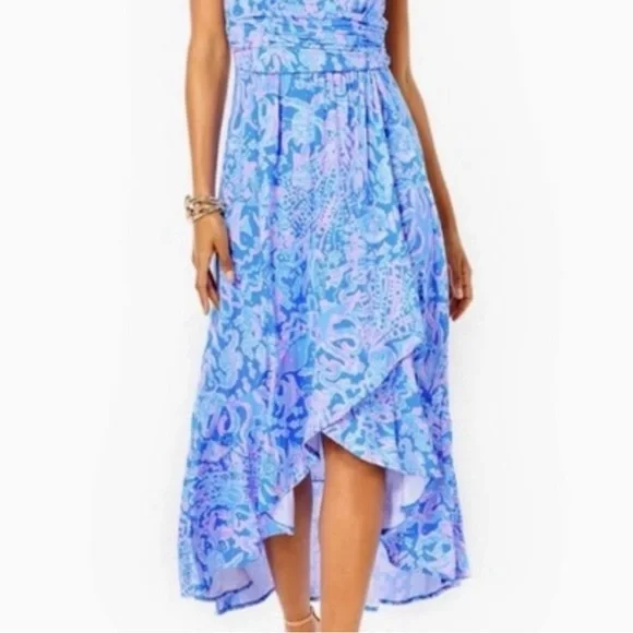 New Lillly Pulitzer Moana - High-Low Wrap Maxi Sleeveless Dress Size Large NWT - Picture 11 of 12
